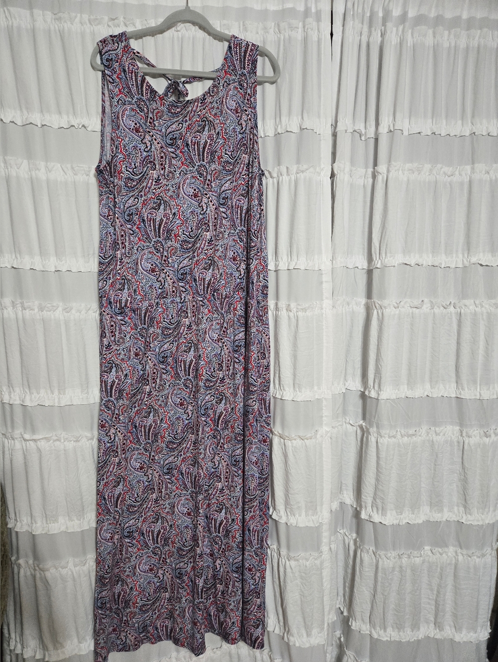 Talbots Size 2XL Sleeveless Pink & Blue Paisley Maxi Dress #3081